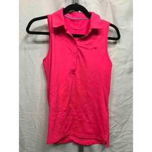 Under Armour Women's Sleeveless Golf Polo Shirt Hot Pink Performance Size Small